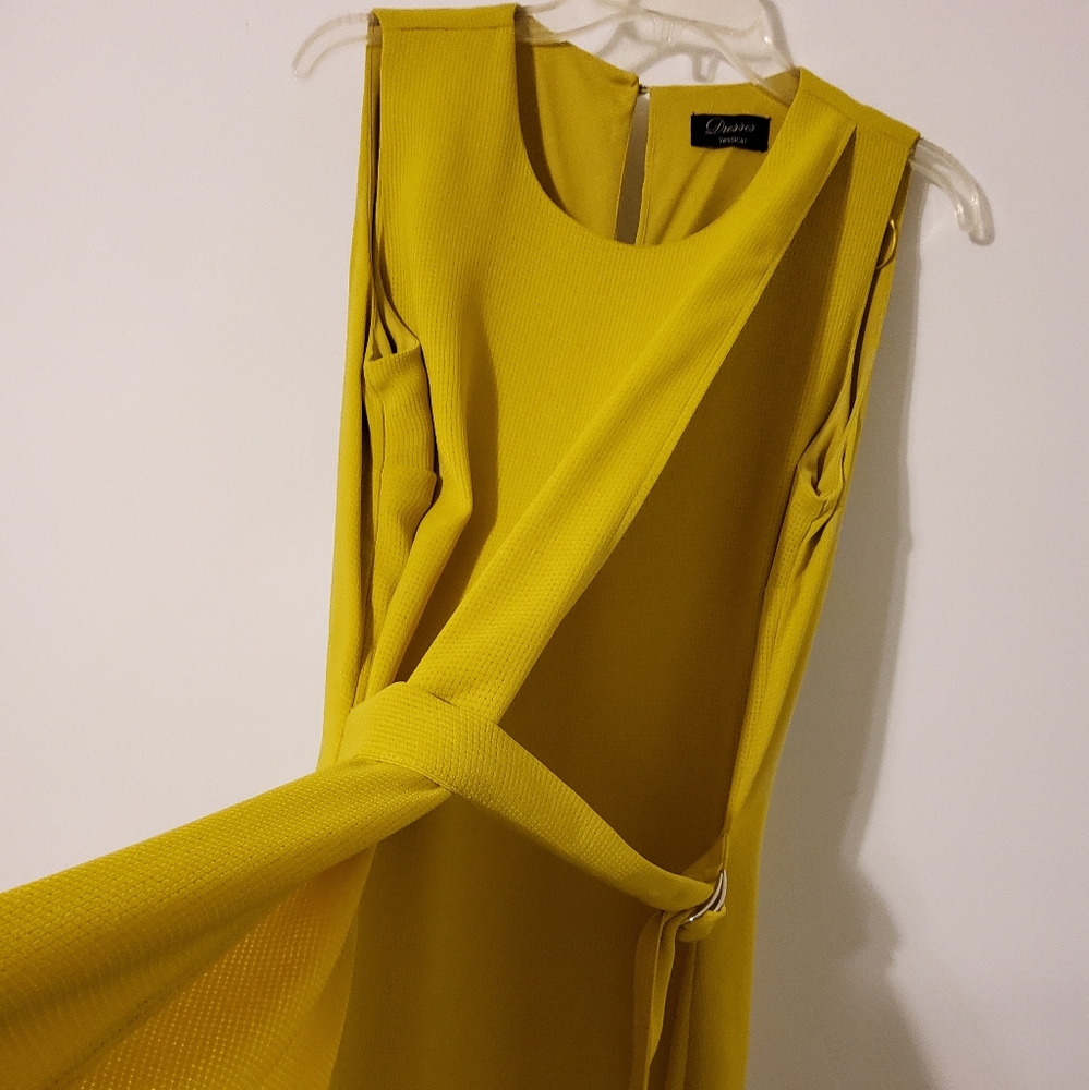 Dresses Yessica Mustard Yellow Sleeveless Builted Midi Dress Sz 42 (EUR) - Picture 2 of 10
